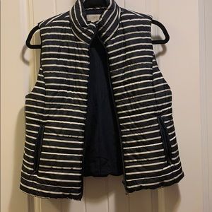 Loft puffy vest blue white stripe